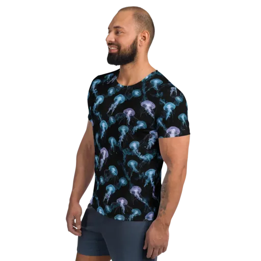 Abyssal Bloom on a Men's Athletic T-Shirt