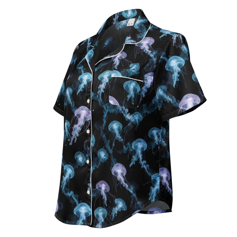 Abyssal Bloom on Women's Short Sleeve Pajama Top — Left Front