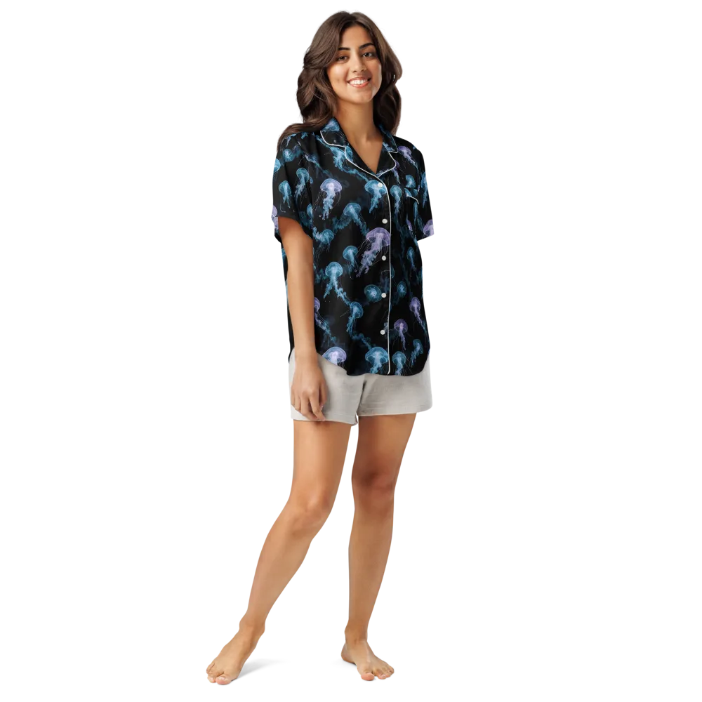 Abyssal Bloom on Women's Short Sleeve Pajama Top — Front