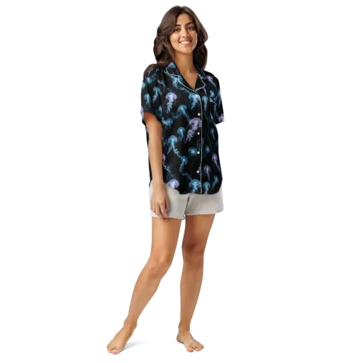 Abyssal Bloom on a Women's Short Sleeve Pajama Top