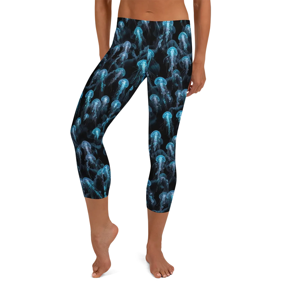 Azure Abyss on Capri Leggings — Front