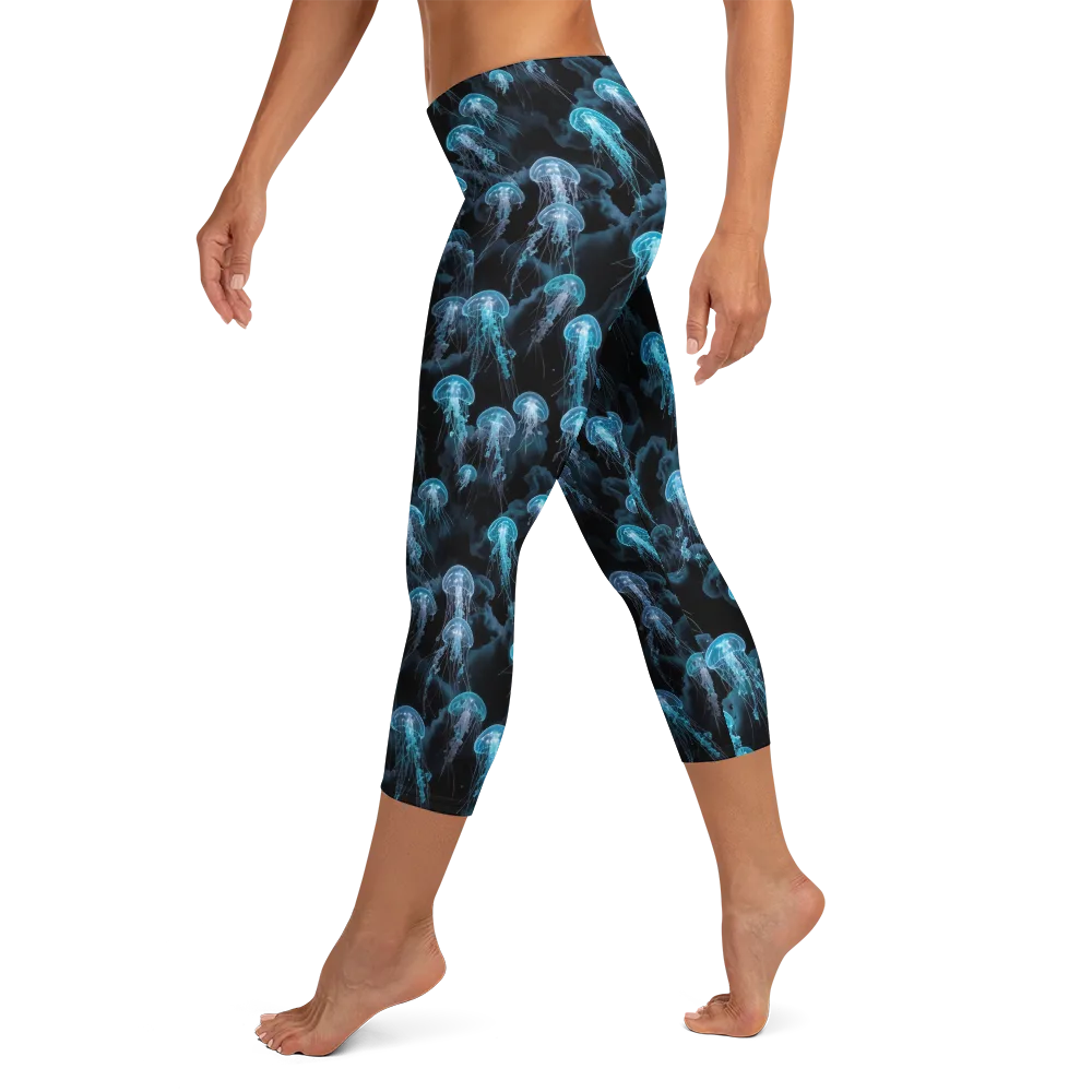 Azure Abyss on Capri Leggings — Left