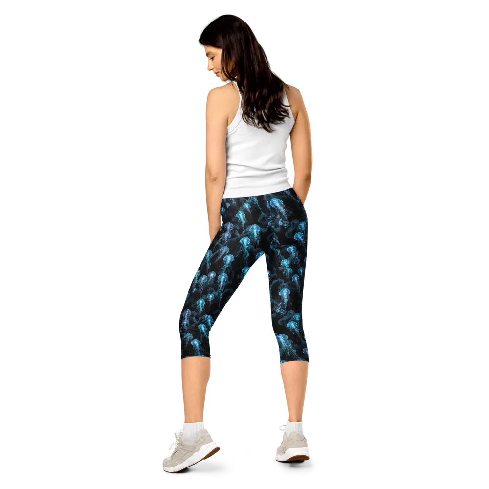 Azure Abyss on Capri Leggings — Back