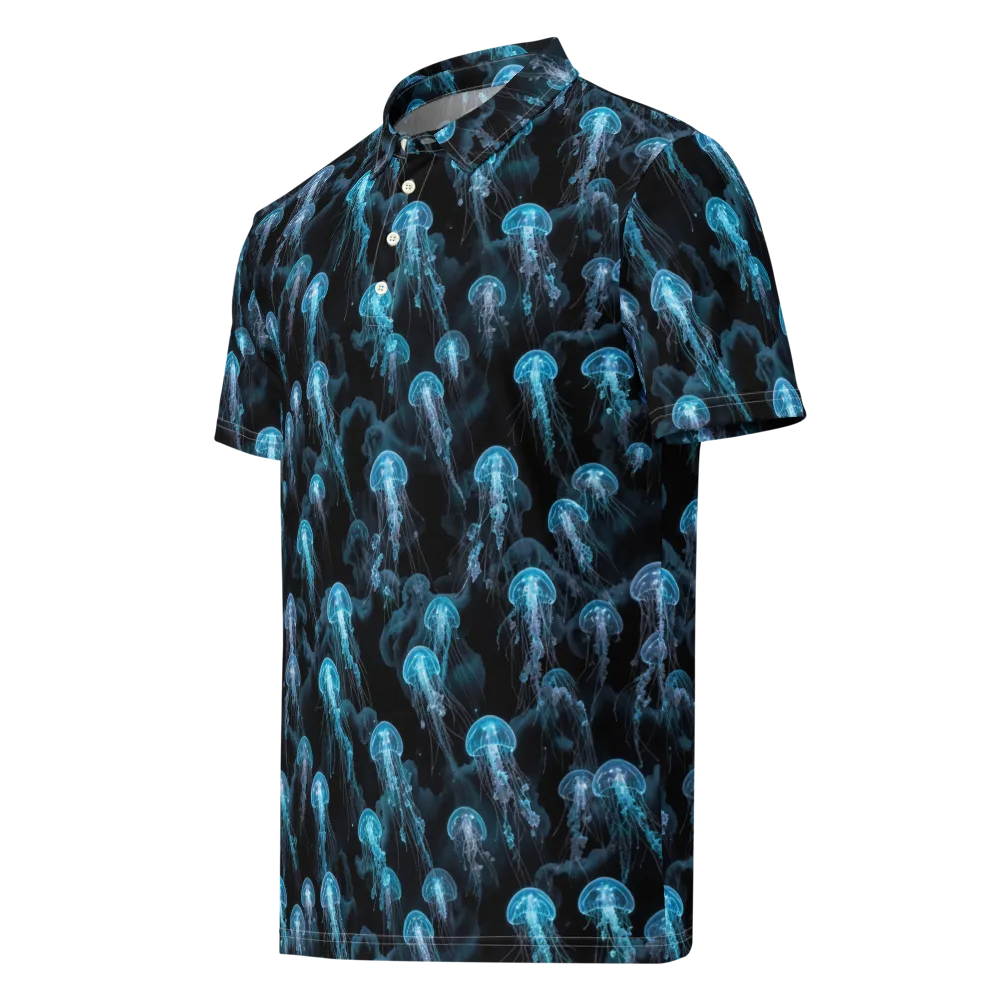 Azure Abyss on Men's Slim Fit Polo Shirt — Left Front