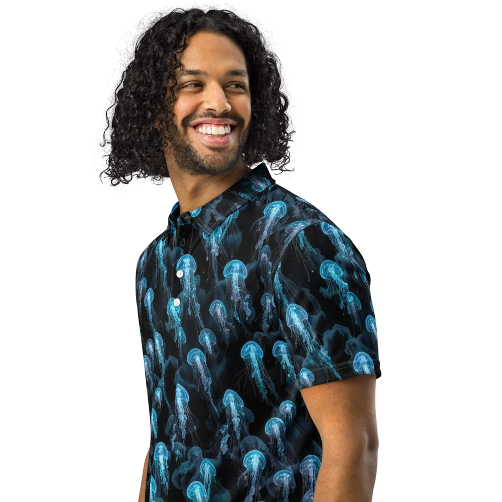 Azure Abyss on Men's Slim Fit Polo Shirt — Left Front