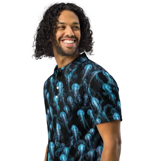 Azure Abyss on a Men's Slim Fit Polo Shirt