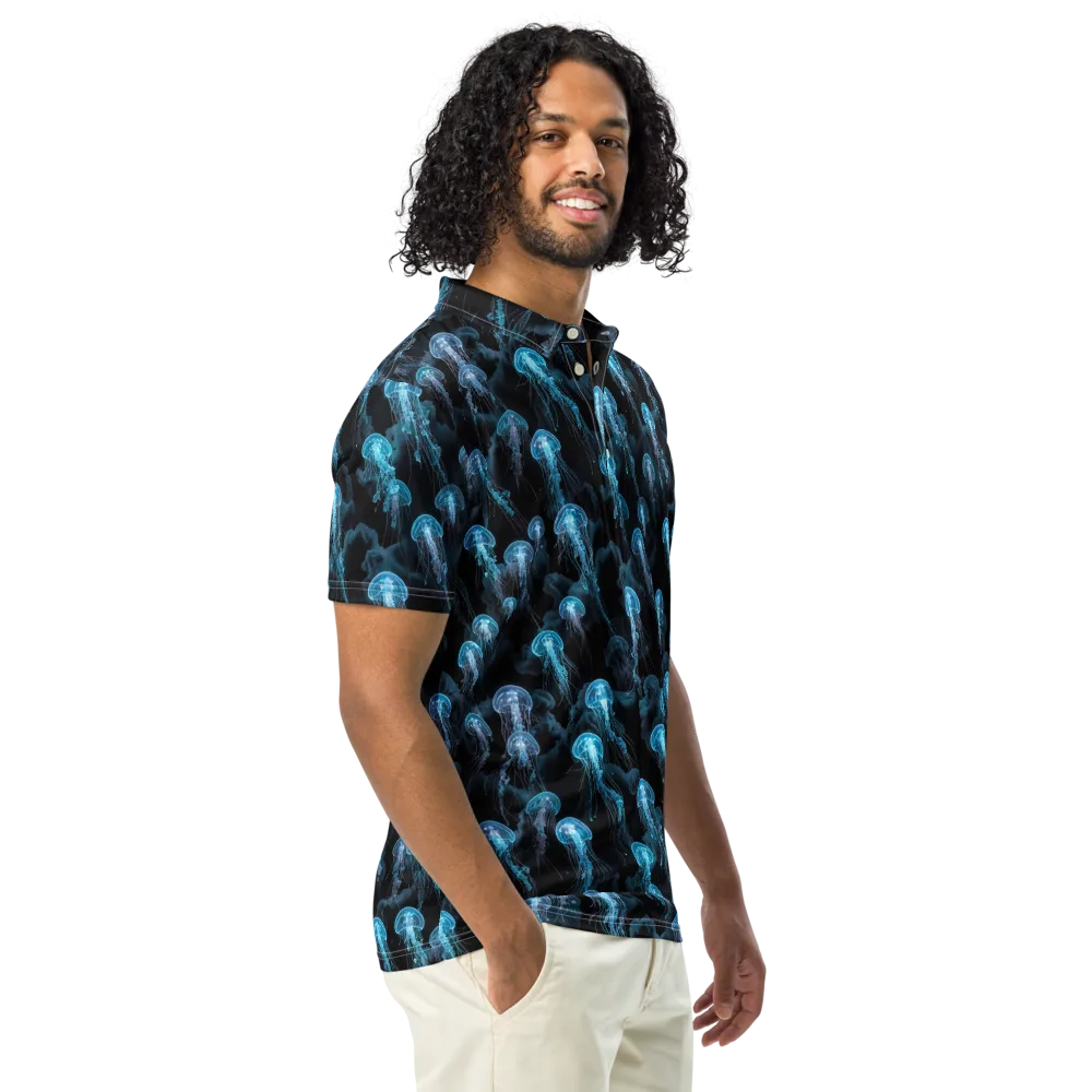 Azure Abyss on Men's Slim Fit Polo Shirt — Right Front