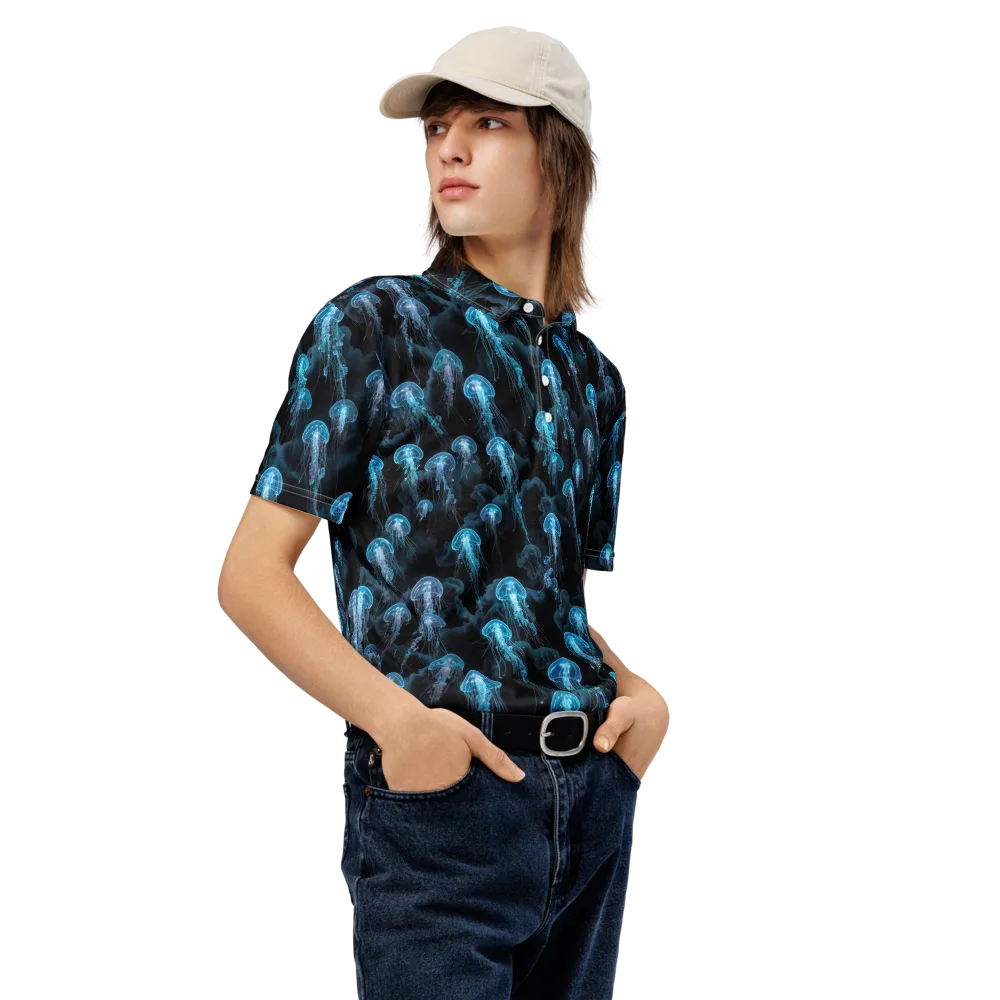 Azure Abyss on Men's Slim Fit Polo Shirt — Right Front