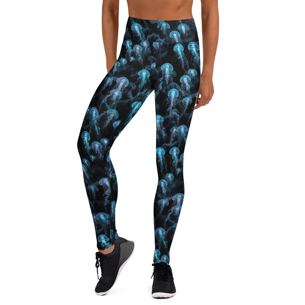 Azure Abyss on Yoga Leggings — Front