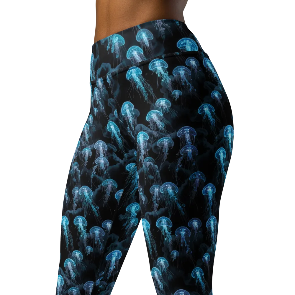 Azure Abyss on Yoga Leggings — Left Front