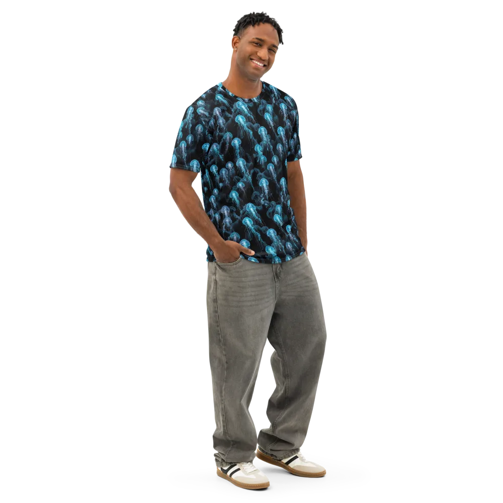 Azure Abyss on Men's Cotton Crew Neck T-Shirt — Right Front