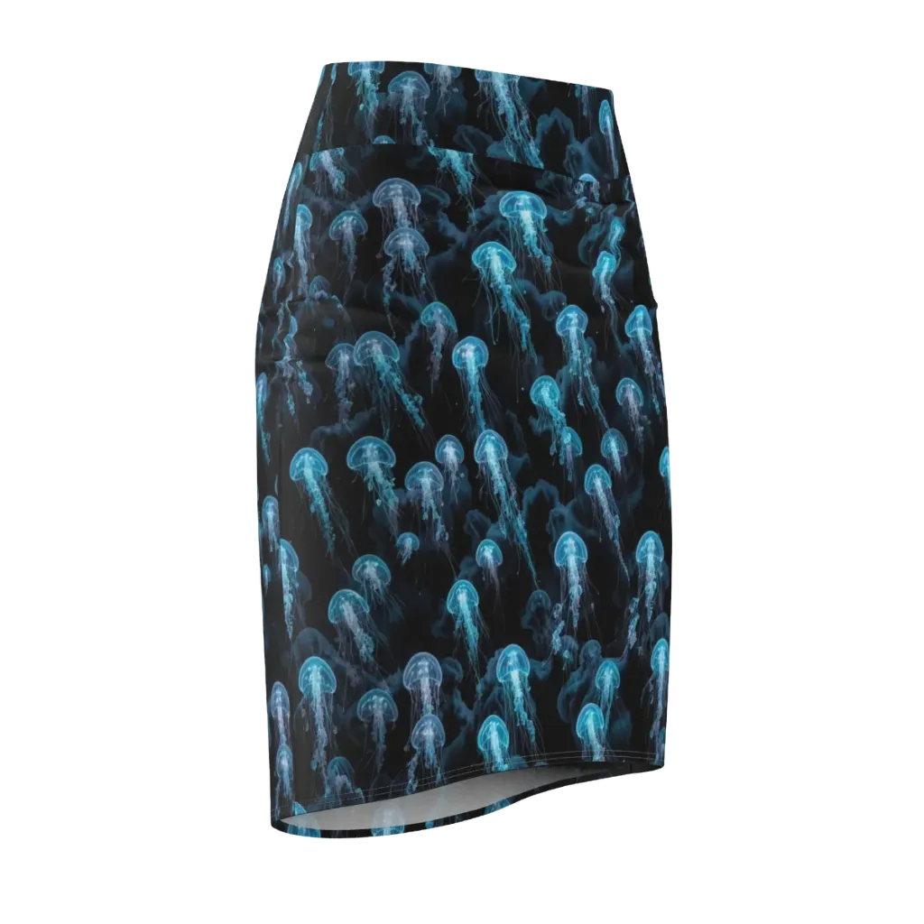 Azure Abyss on Pencil Skirt — Front Side