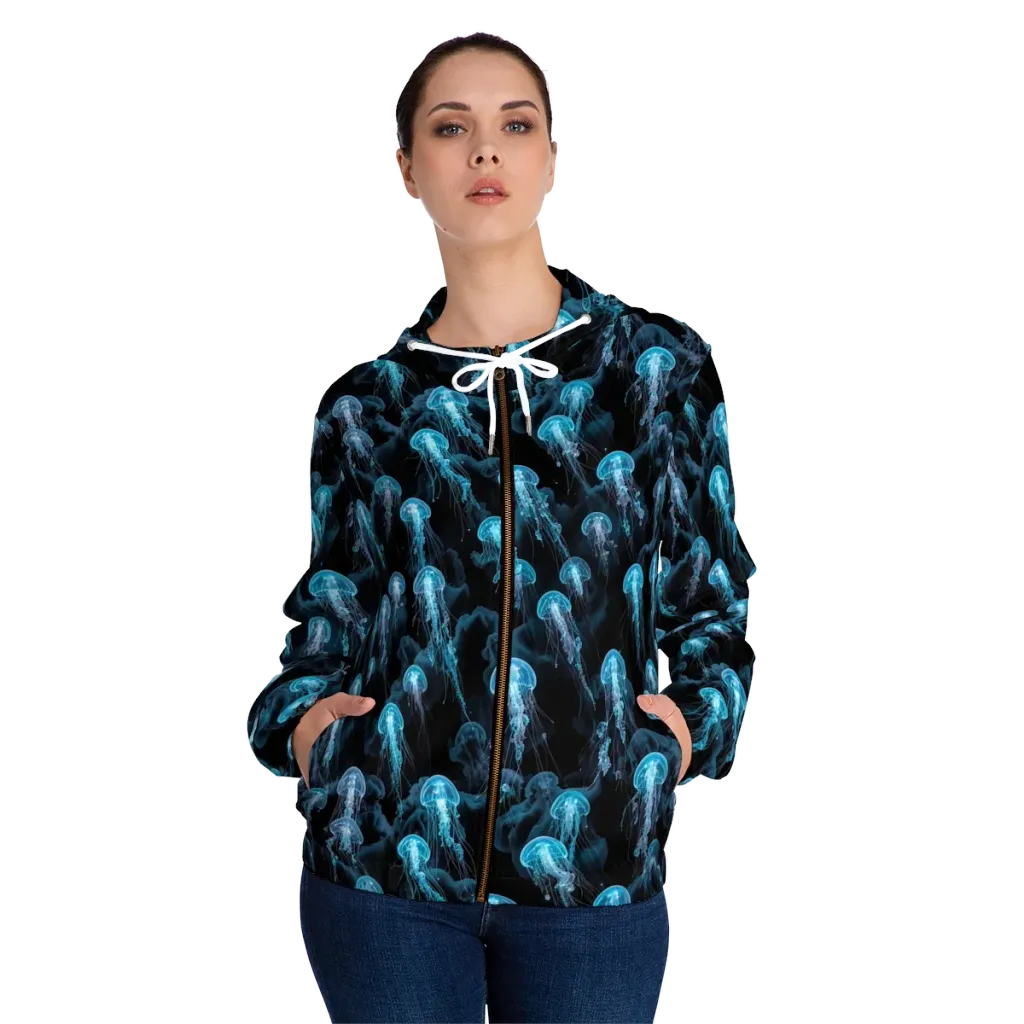 Azure Abyss on Women's Full-Zip Hoodie — Front On Person