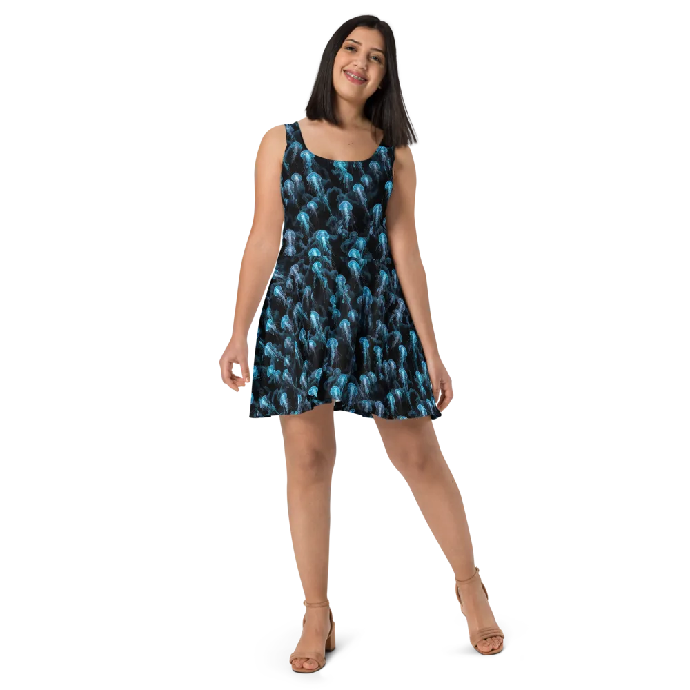 Azure Abyss on Skater Dress — Front