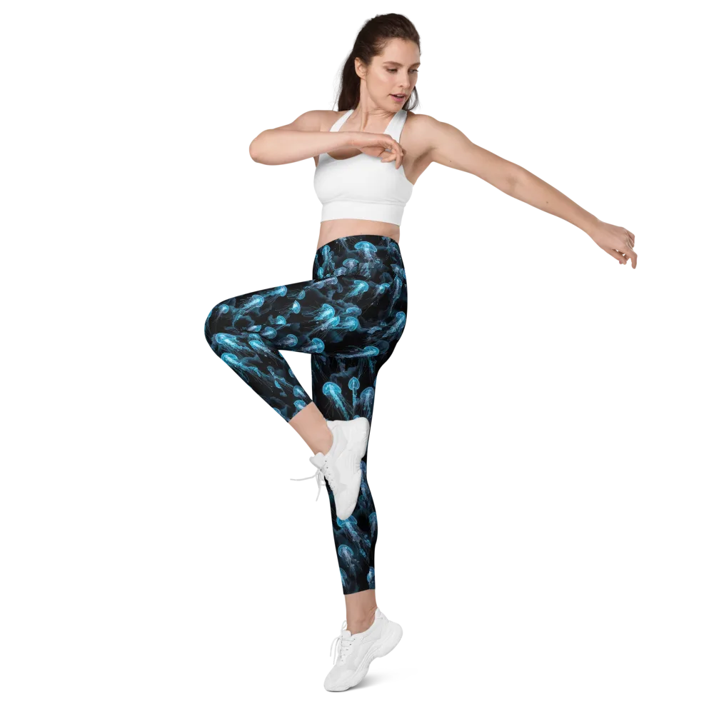 Azure Abyss on Leggings with Pockets — Left Front