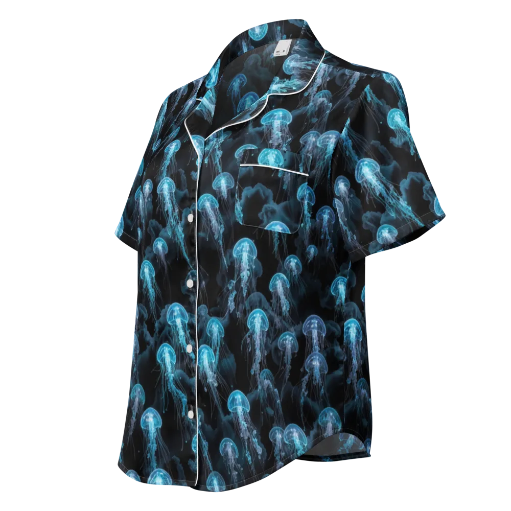 Azure Abyss on Women's Short Sleeve Pajama Top — Left Front