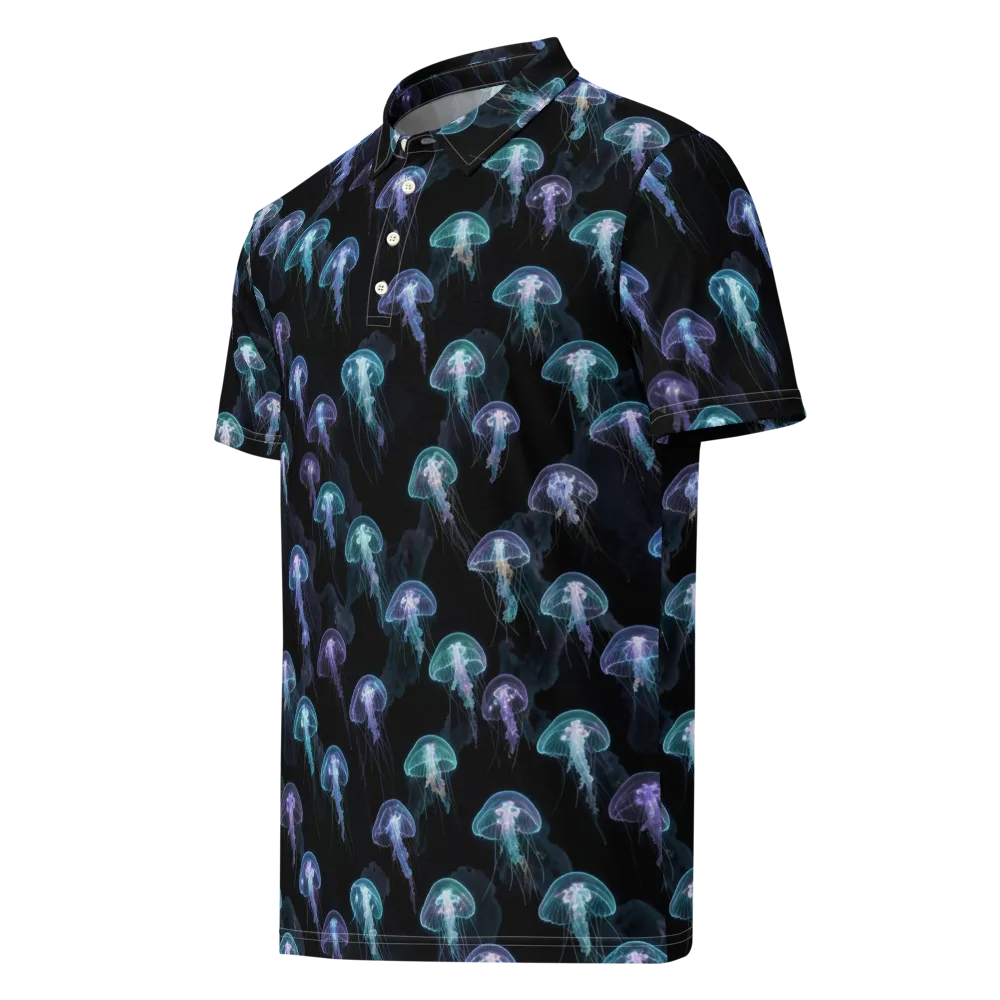 Abyssal Glow on Men's Slim Fit Polo Shirt — Left Front