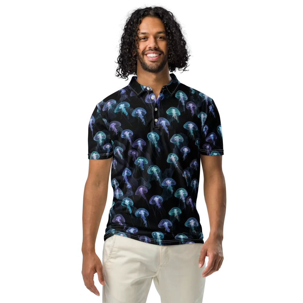 Abyssal Glow on Men's Slim Fit Polo Shirt — Front