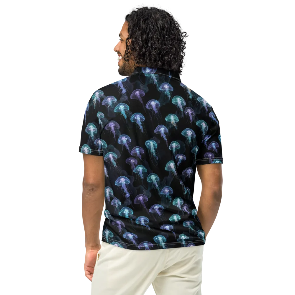 Abyssal Glow on Men's Slim Fit Polo Shirt — Back