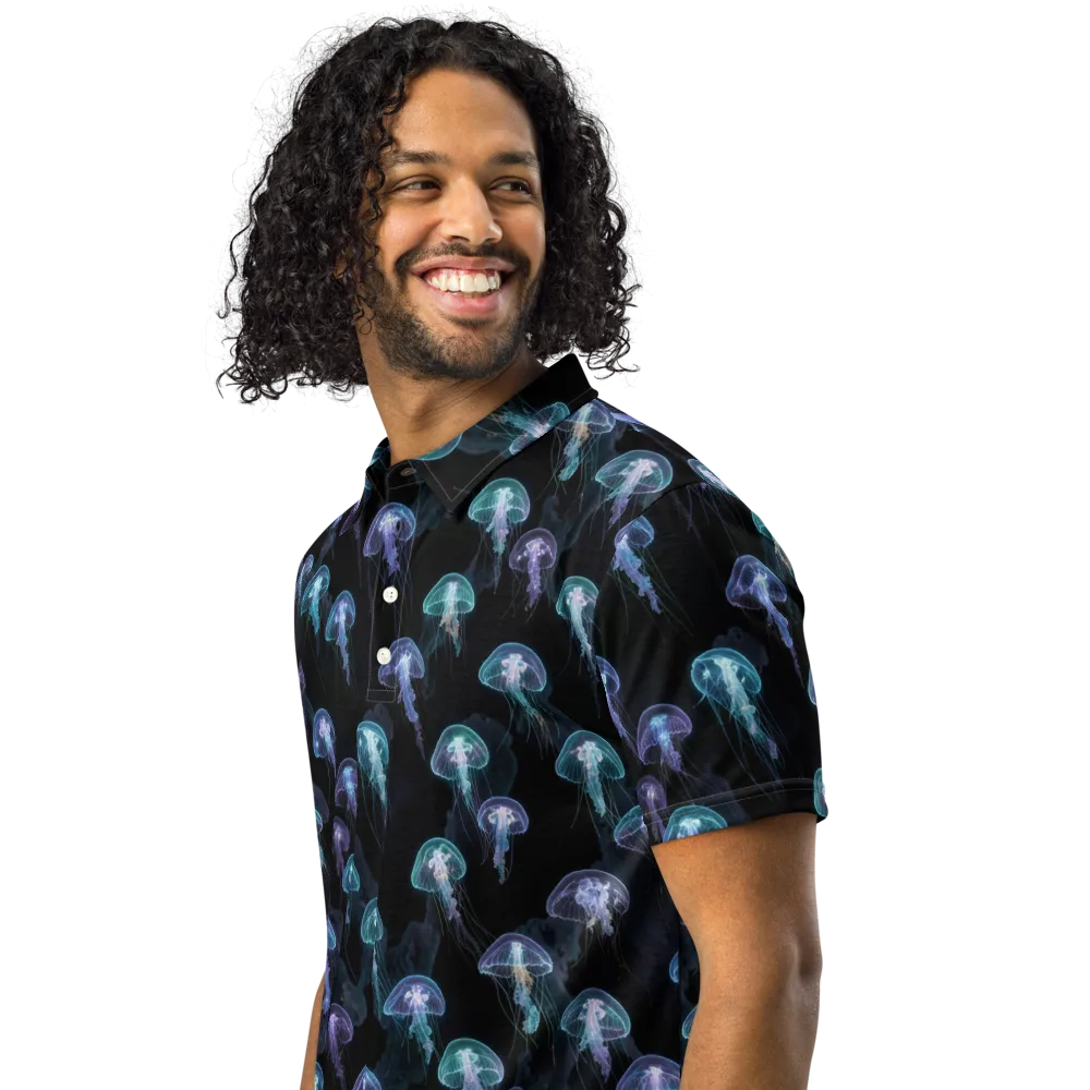 Abyssal Glow on Men's Slim Fit Polo Shirt — Left Front