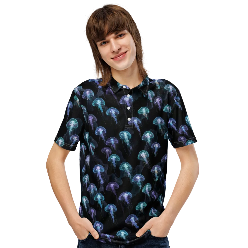 Abyssal Glow on Men's Slim Fit Polo Shirt — Front