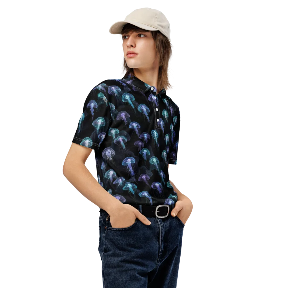 Abyssal Glow on Men's Slim Fit Polo Shirt — Right Front