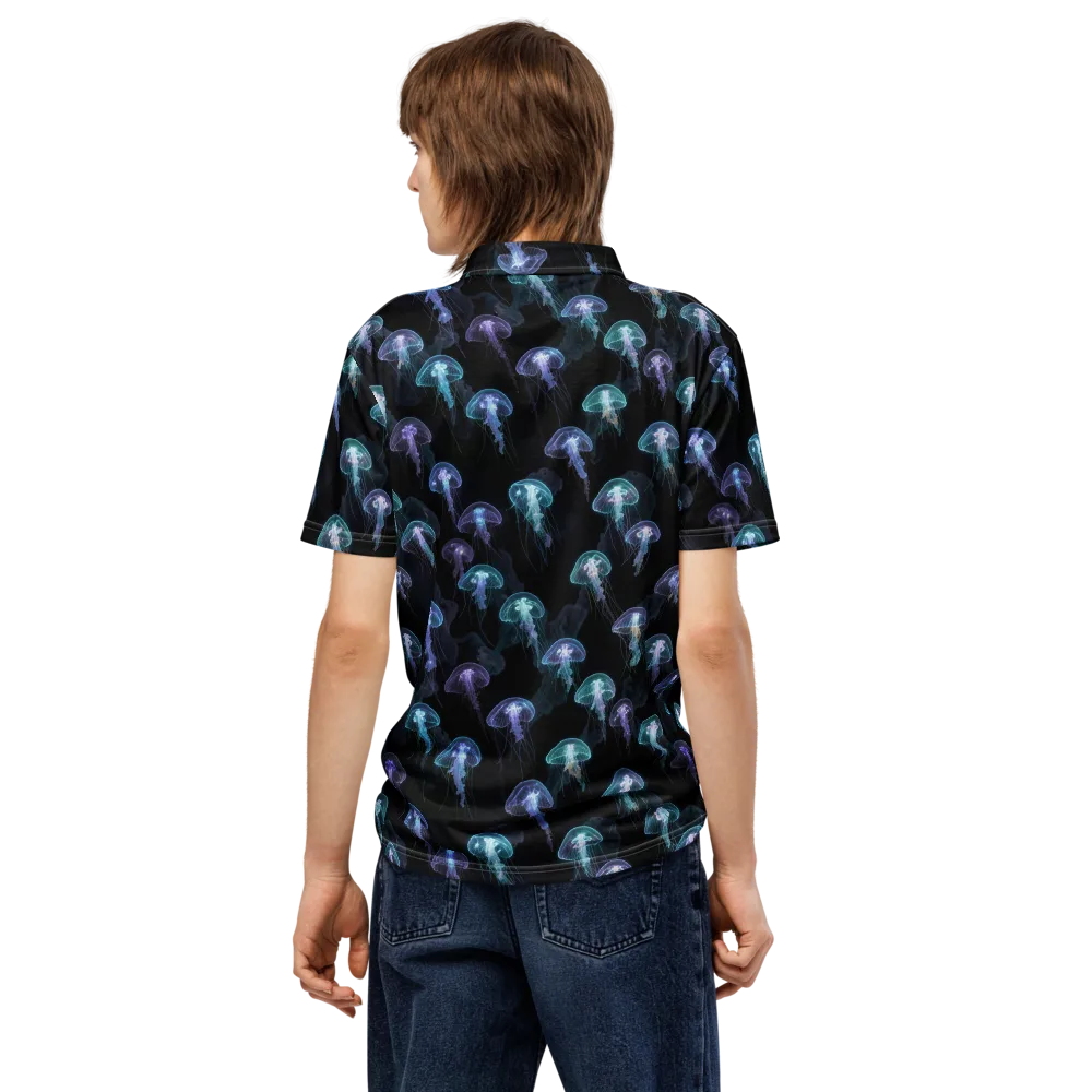 Abyssal Glow on Men's Slim Fit Polo Shirt — Back