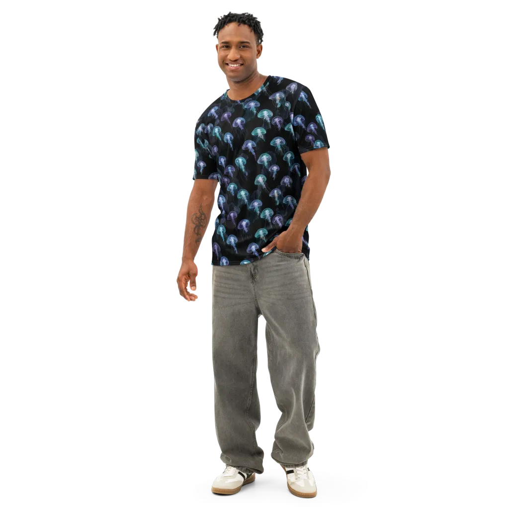 Abyssal Glow on Men's Cotton Crew Neck T-Shirt — Front