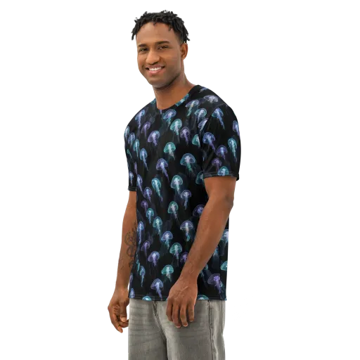 Abyssal Glow on a Men's Cotton Crew Neck T-Shirt