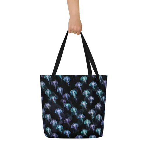 Abyssal Glow on a Large Tote Bag W/ Pocket