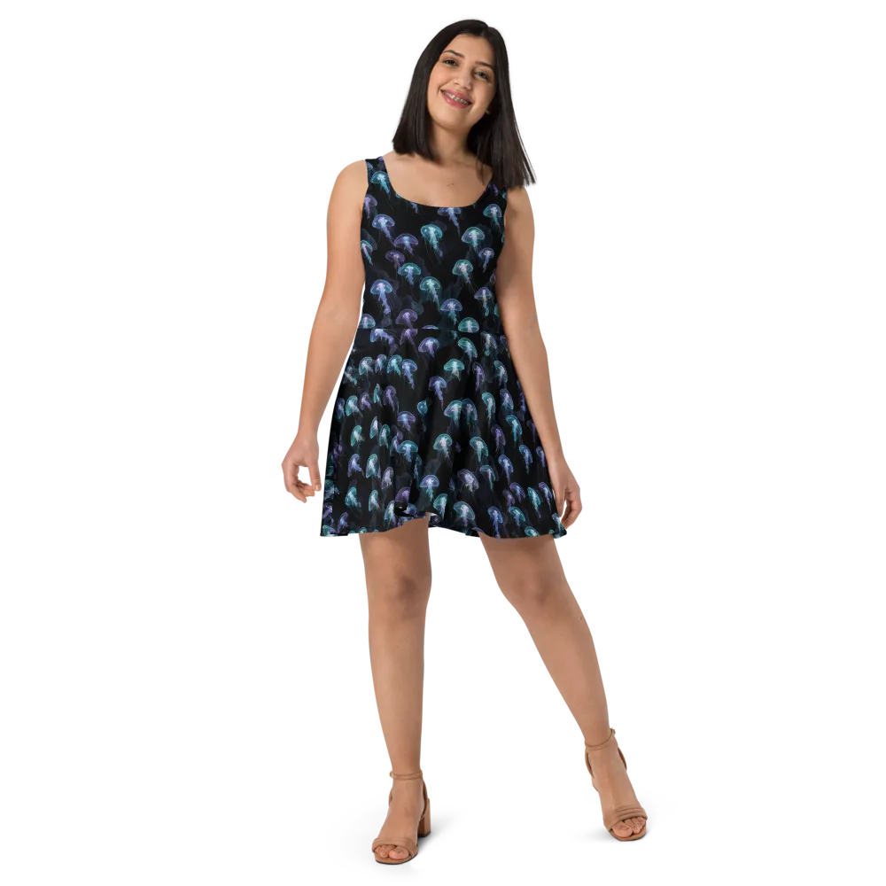 Abyssal Glow on Skater Dress — Front
