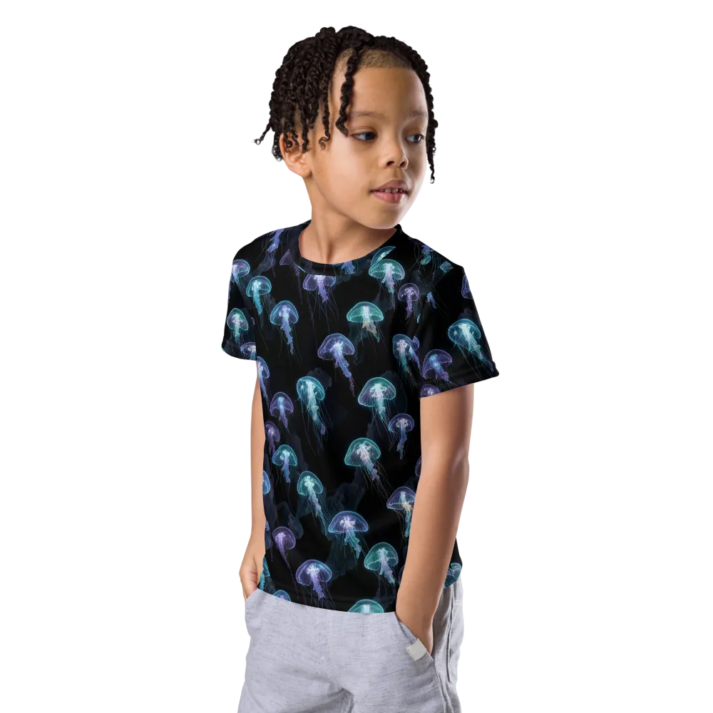 Abyssal Glow on Kids Crew Neck T-Shirt — Left Front