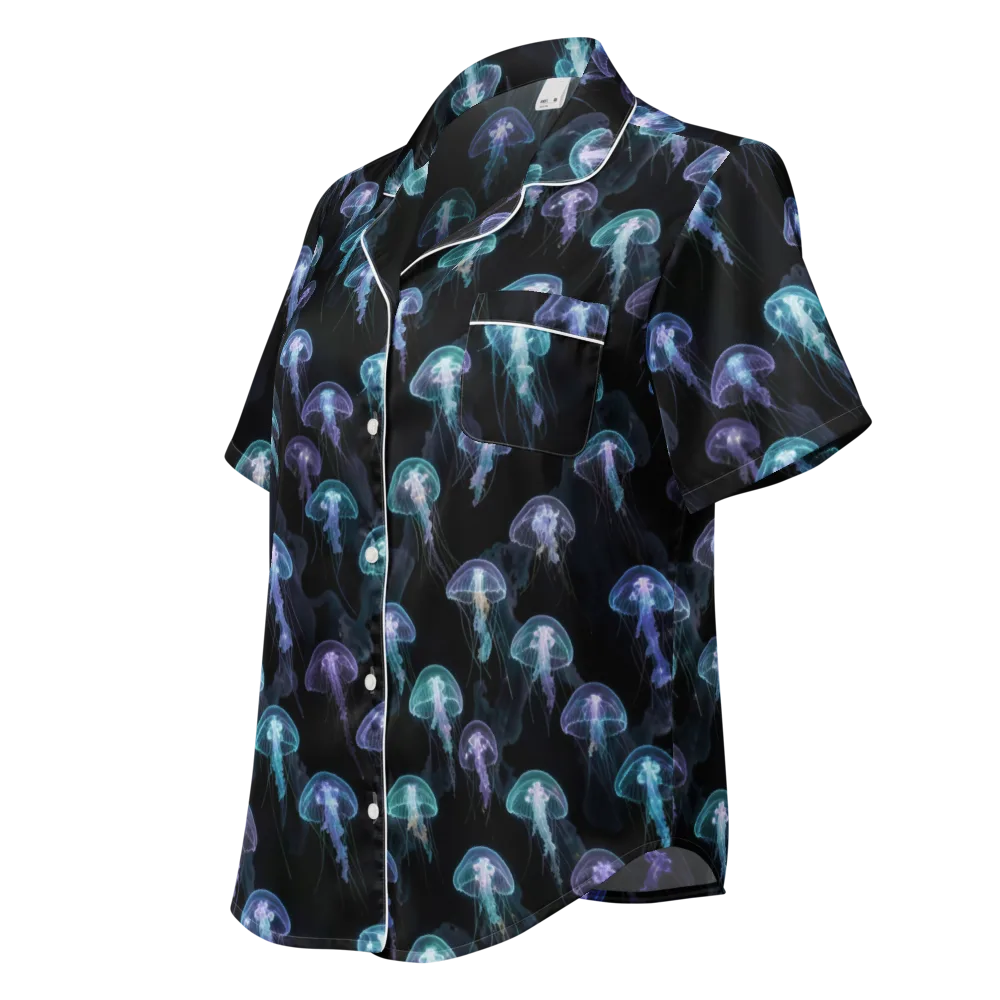 Abyssal Glow on Women's Short Sleeve Pajama Top — Left Front
