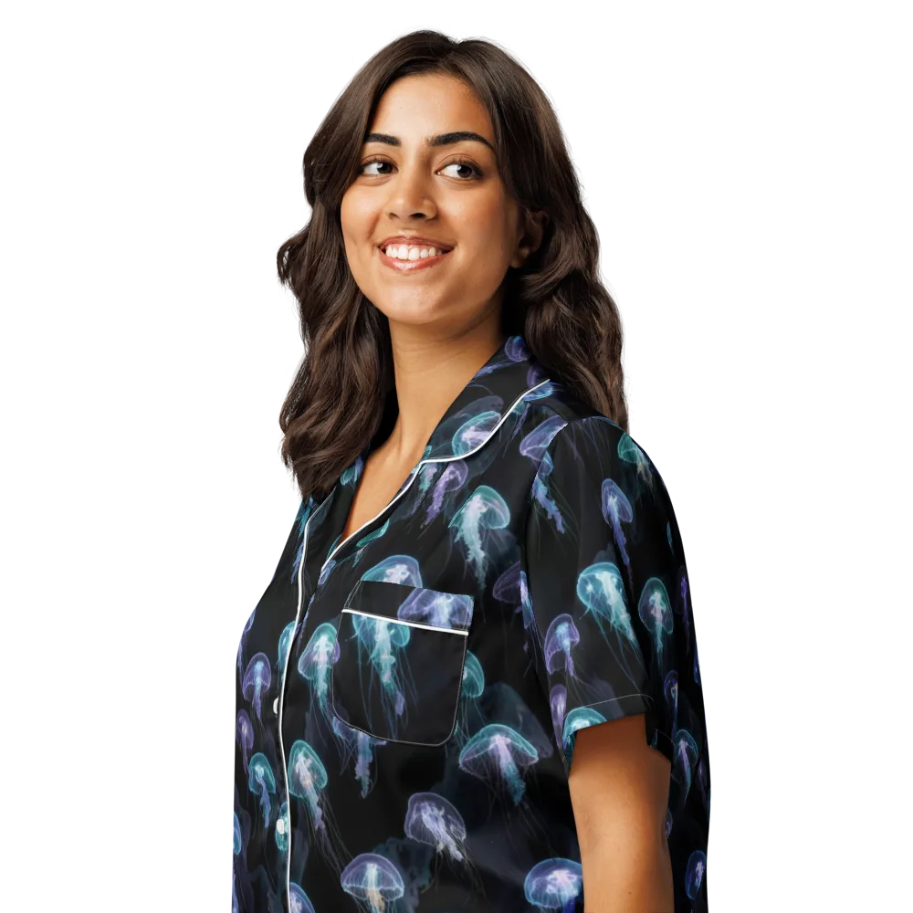 Abyssal Glow on Women's Short Sleeve Pajama Top — Left Front