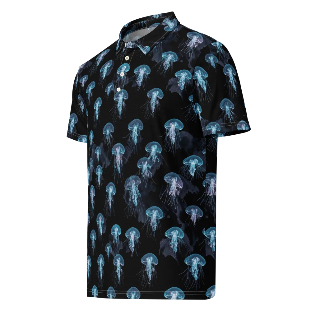 Moonlit Jellyfish on Men's Slim Fit Polo Shirt — Left Front