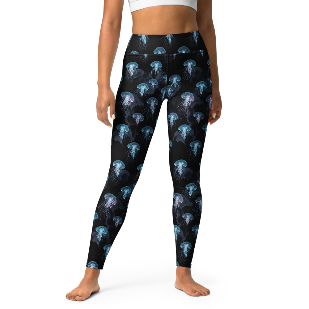Moonlit Jellyfish on Yoga Leggings — Front