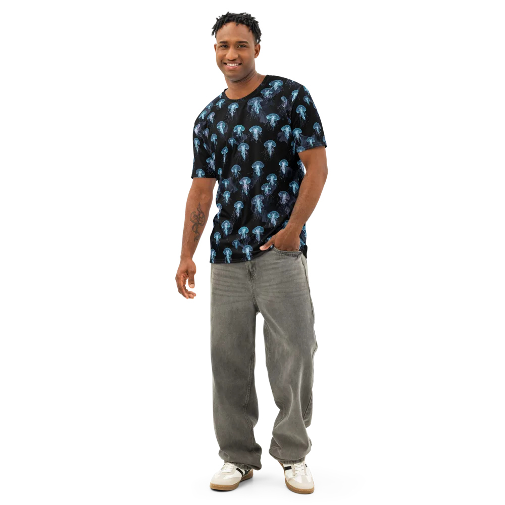 Moonlit Jellyfish on Men's Cotton Crew Neck T-Shirt — Front