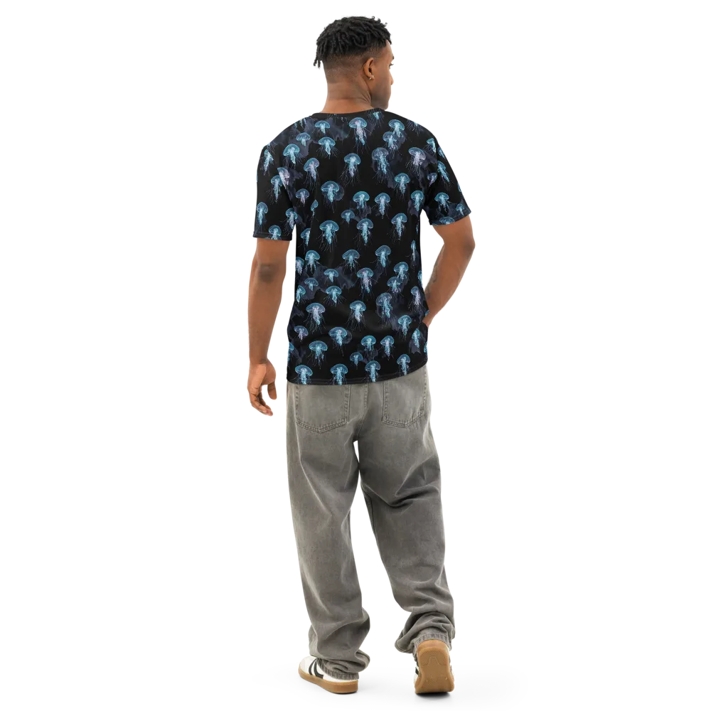 Moonlit Jellyfish on Men's Cotton Crew Neck T-Shirt — Back