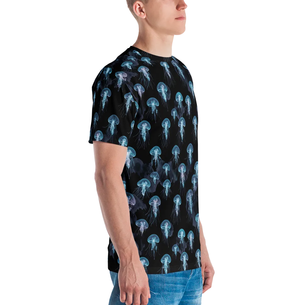 Moonlit Jellyfish on Men's Crew Neck T-Shirt — Right