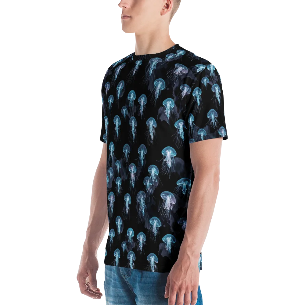 Moonlit Jellyfish on Men's Crew Neck T-Shirt — Left