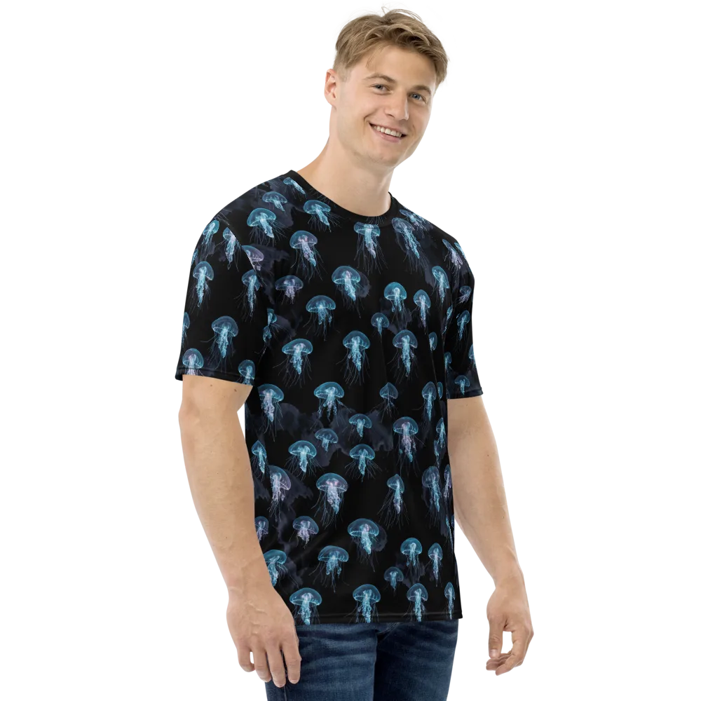 Moonlit Jellyfish on Men's Crew Neck T-Shirt — Right