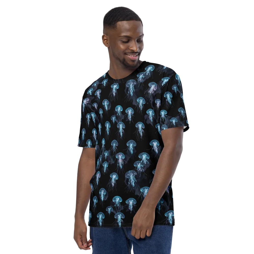 Moonlit Jellyfish on Men's Crew Neck T-Shirt — Left