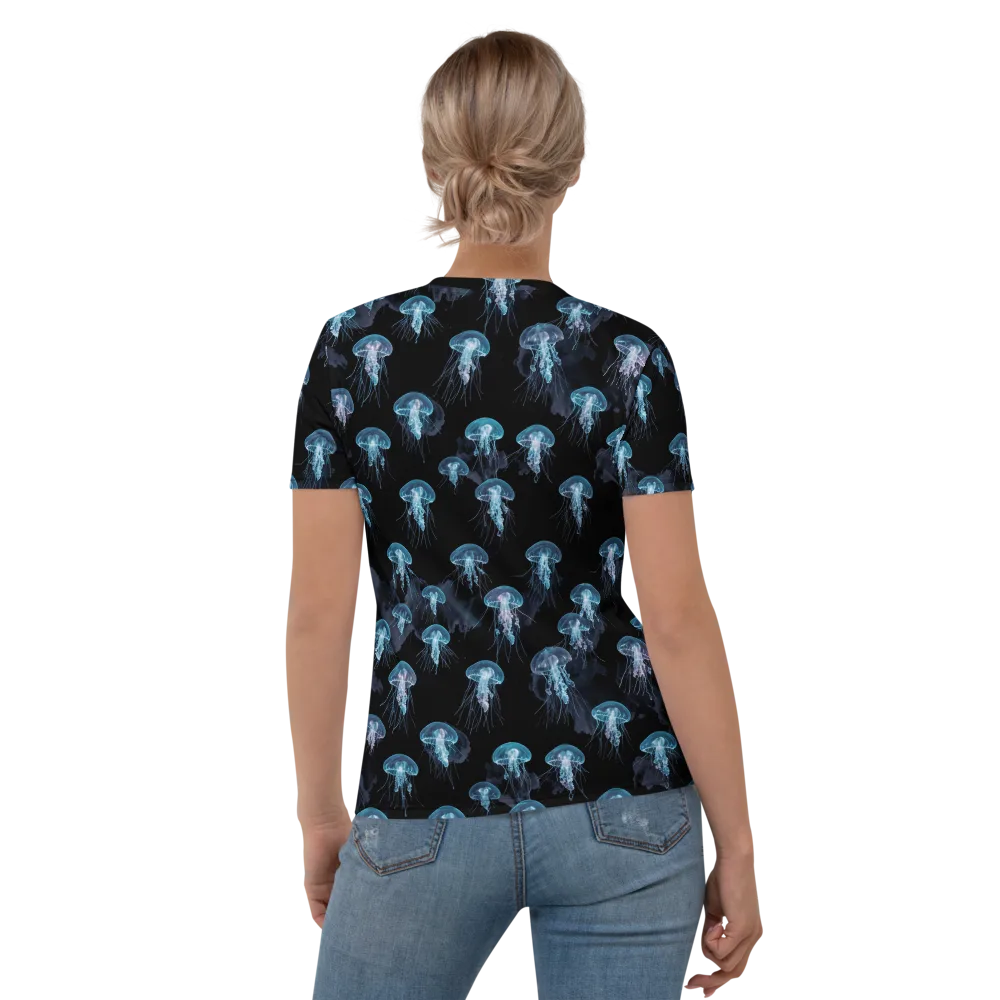 Moonlit Jellyfish on Women's Crew Neck T-Shirt — Back