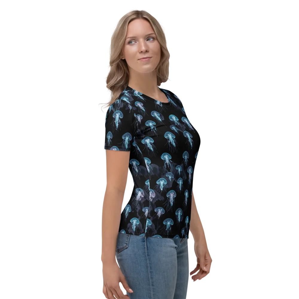 Moonlit Jellyfish on Women's Crew Neck T-Shirt — Right