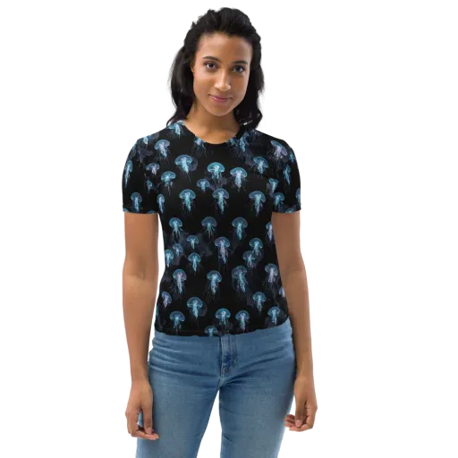 Moonlit Jellyfish on a Women's Crew Neck T-Shirt