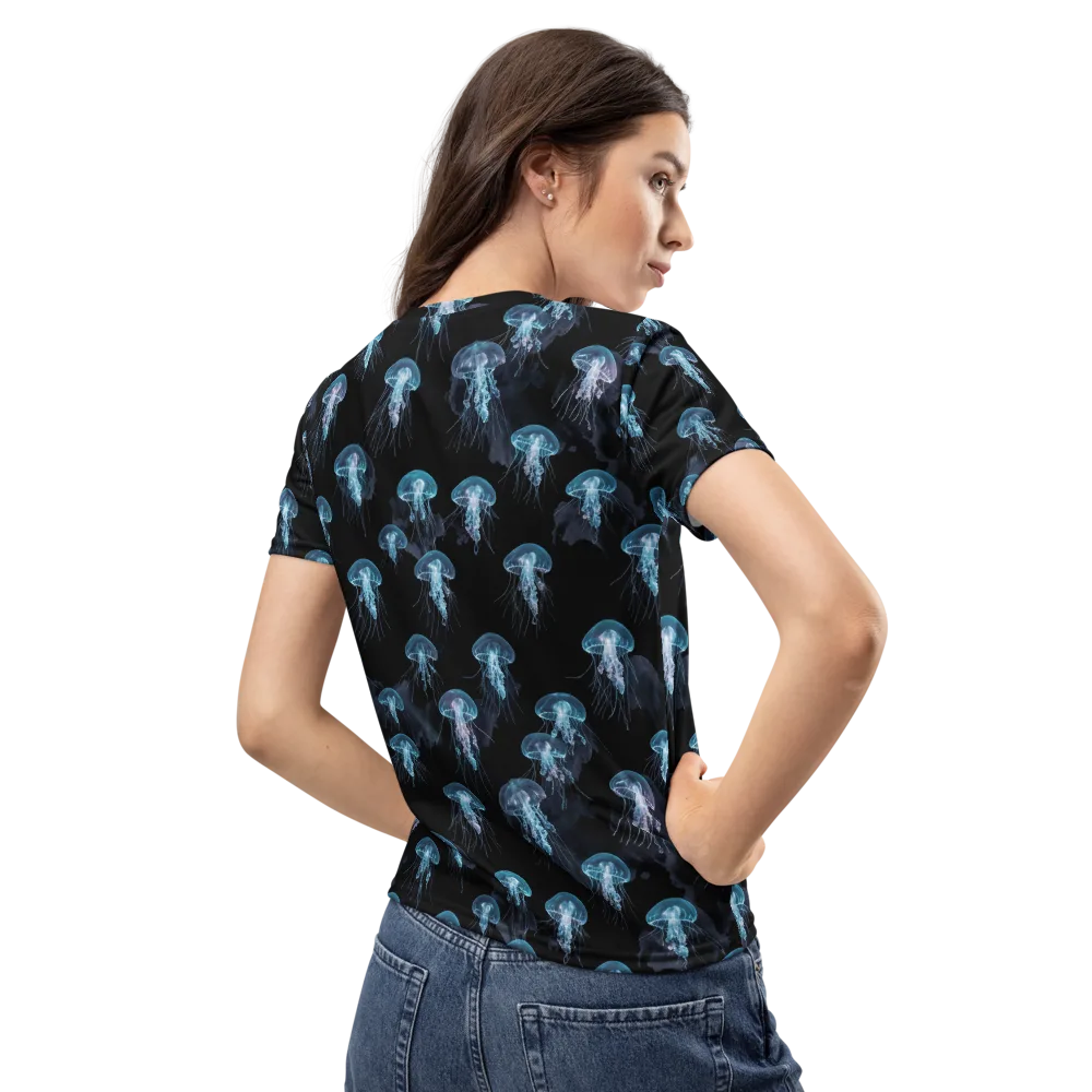 Moonlit Jellyfish on Women's Crew Neck T-Shirt — Back
