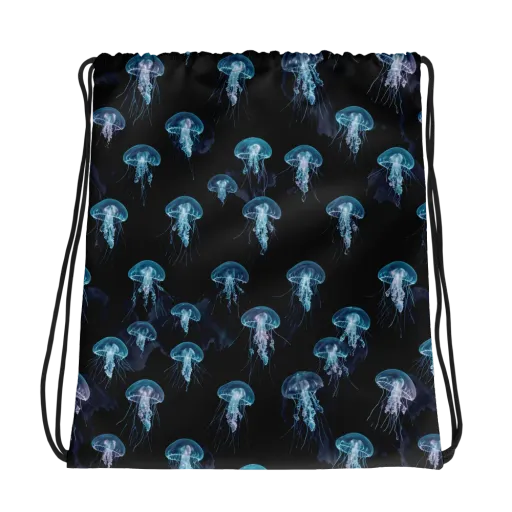 Moonlit Jellyfish on a Drawstring Bag