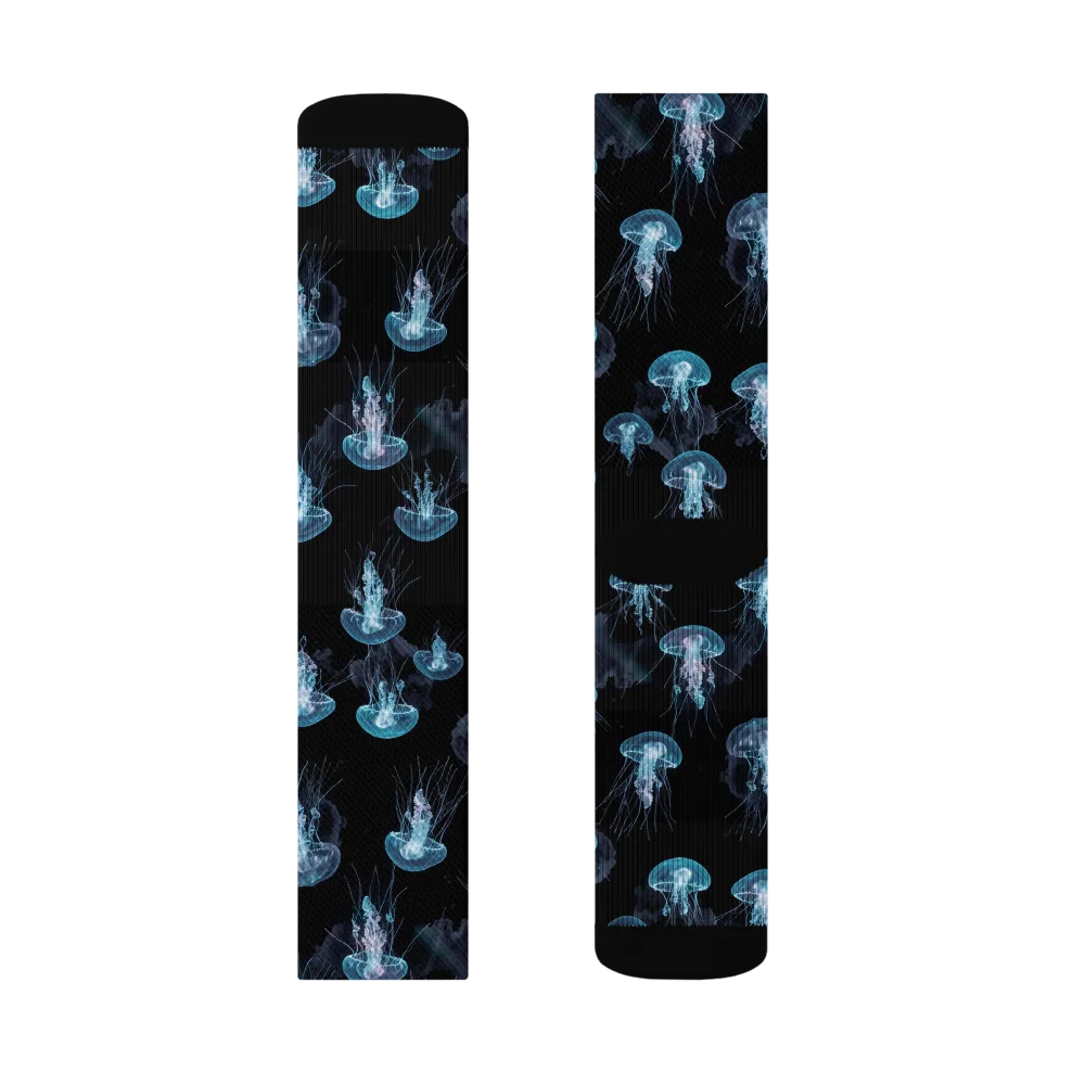 Moonlit Jellyfish on Socks — Left Sock