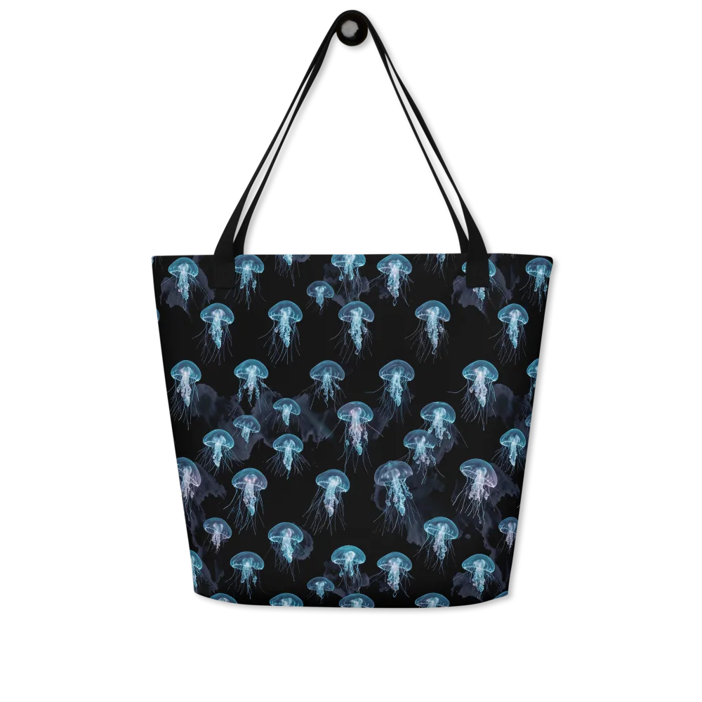Moonlit Jellyfish on Large Tote Bag W/ Pocket — Front