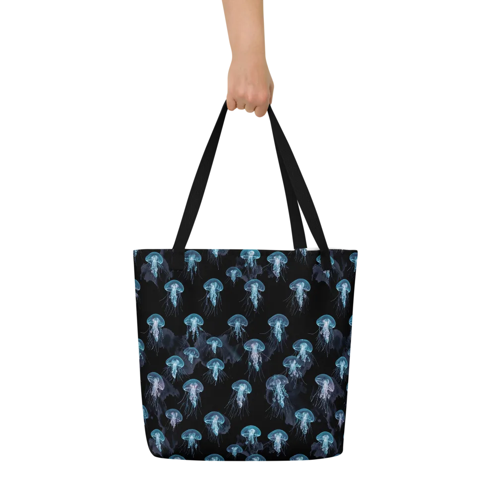 Moonlit Jellyfish on Large Tote Bag W/ Pocket — Front